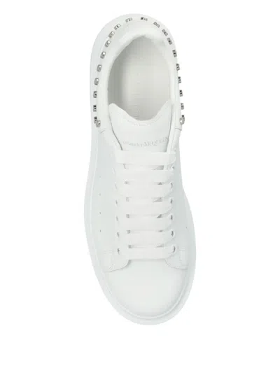 Alexander Mcqueen White Leather Sneakers With White Leather Heel In White