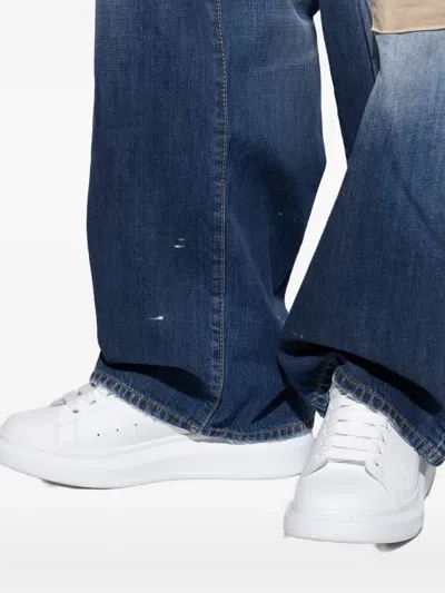 Alexander Mcqueen White Leather Sneakers With White Leather Heel In White