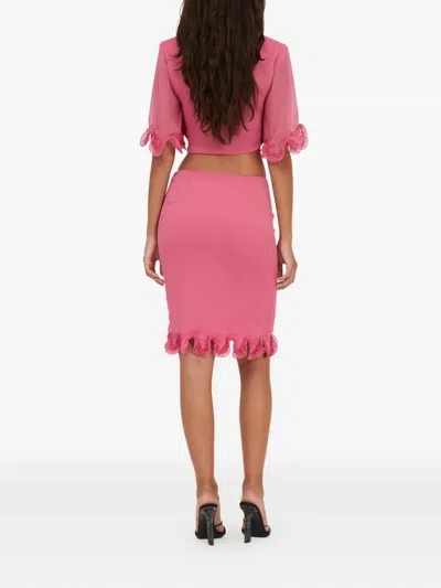 Rotate Birger Christensen Ruffled Cropped Blouse In Pink