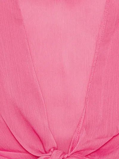 Rotate Birger Christensen Ruffled Cropped Blouse In Pink