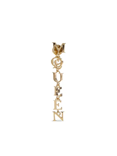 Alexander Mcqueen Pale Gold-finished Logo Pendant Earrings Accessories In Gold