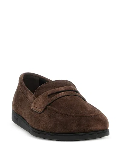 Church's Round-toe Suede Loafers With Penny Strap In Brown