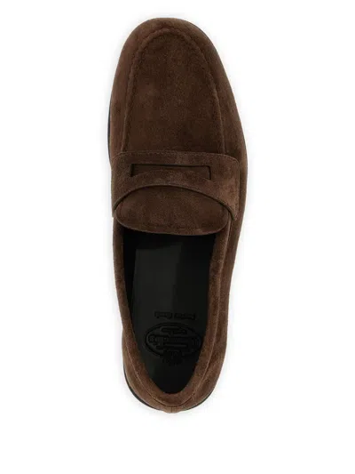 Church's Round-toe Suede Loafers With Penny Strap In Brown