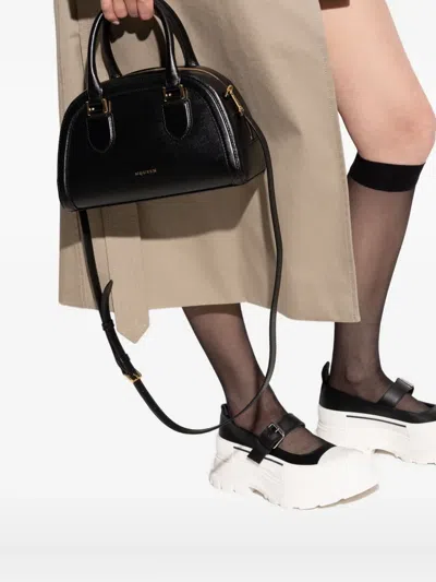 Alexander Mcqueen Mini Leather Birdee Boston Cross-body Bag In Black