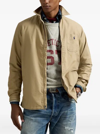Polo Ralph Lauren Oxford Zip-up Shirt Jacket In Neutral