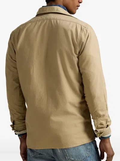 Polo Ralph Lauren Oxford Zip-up Shirt Jacket In Neutral