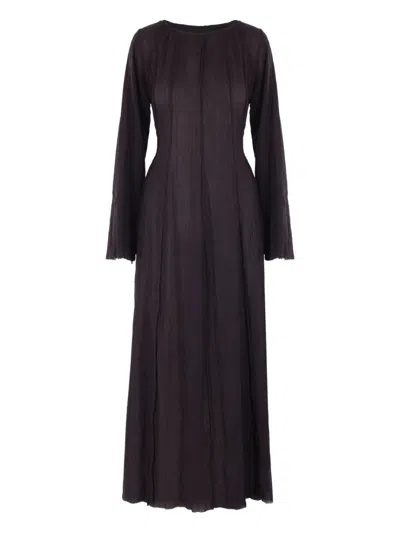 Maria Calderara Pleated Long-sleeve Dress In Black