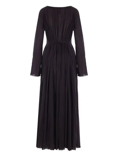 Maria Calderara Pleated Long-sleeve Dress In Black
