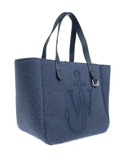 Jw Anderson Belt Tote Blue Boiled Wool Shoulder Bag
