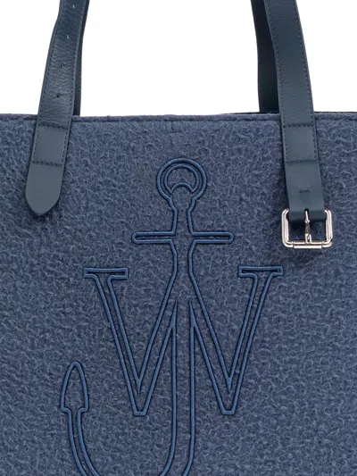 Jw Anderson Belt Tote Blue Boiled Wool Shoulder Bag