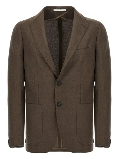 Tagliatore Wool Blazer In Super 100's In Brown