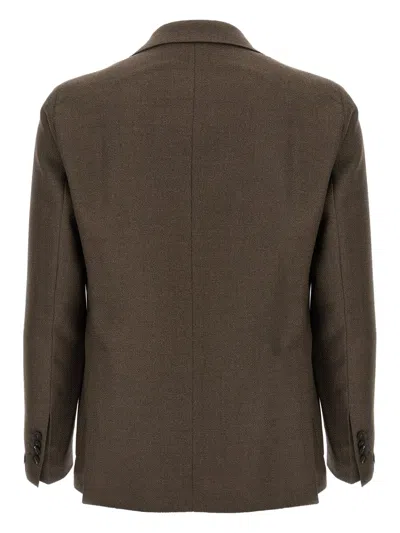 Tagliatore Wool Blazer In Super 100's In Brown