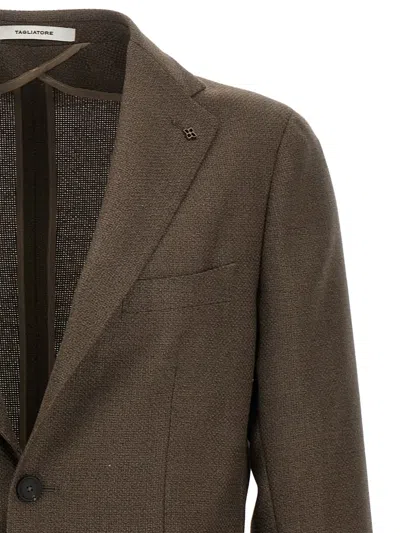 Tagliatore Wool Blazer In Super 100's In Brown