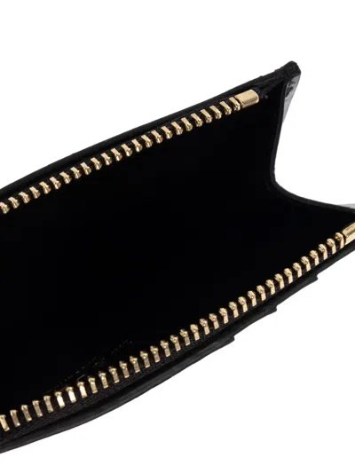 Alexander Mcqueen Logo Stamped Leather Zip Cardholder In Black