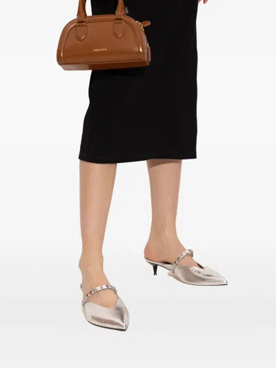 Alexander Mcqueen Mini Birdee Boston Top Handle Bag In Brown