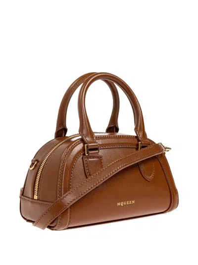 Alexander Mcqueen Mini Birdee Boston Top Handle Bag In Brown