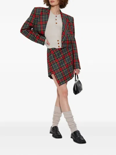 Vivienne Westwood Ribbed Knit Cropped Sweater With Button Front In Multi