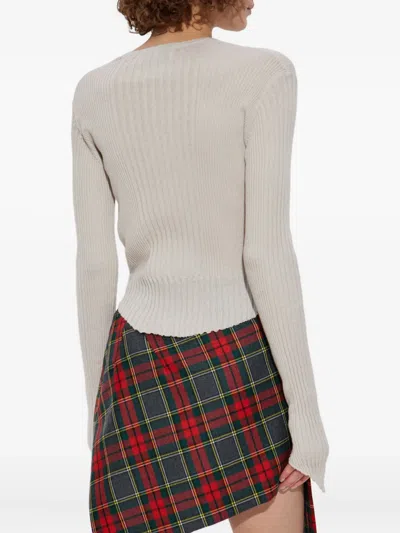 Vivienne Westwood Ribbed Knit Cropped Sweater With Button Front In Multi