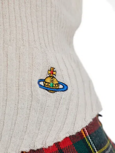 Vivienne Westwood Ribbed Knit Cropped Sweater With Button Front In Multi