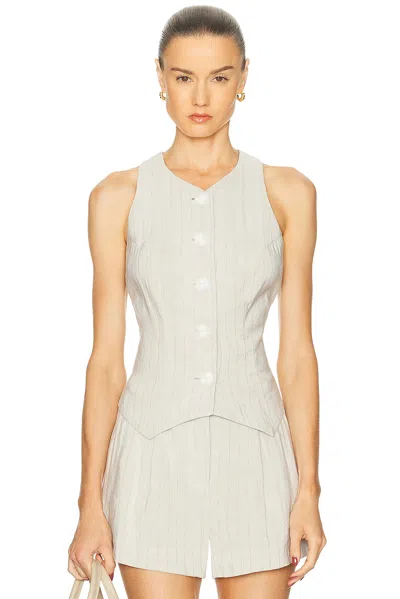 Matthew Bruch Linen Vest In Neutral