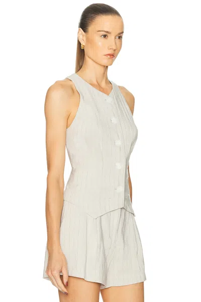 Matthew Bruch Linen Vest In Neutral