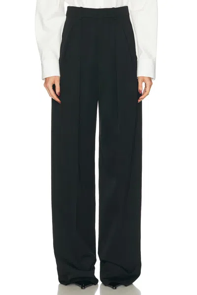 Saint Laurent Wide Leg Trousers With Pleats And Pockets In Green
