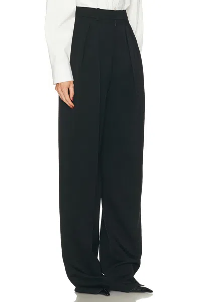 Saint Laurent Wide Leg Trousers With Pleats And Pockets In Green