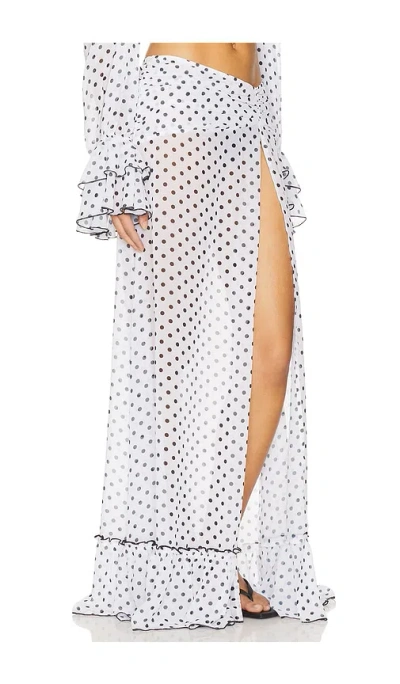 Bananhot Josie Maxi Skirt In White Polka In White