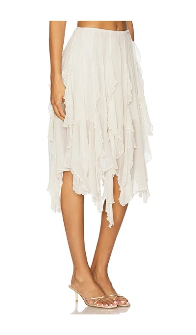 Free People Susanna Ruffle Handkerchief Hem Midi Skirt In White
