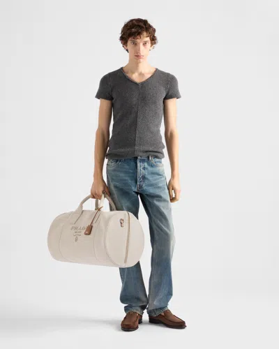 Prada Linen Blend Duffle Bag