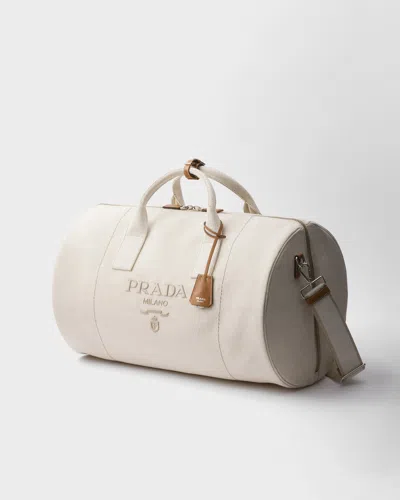 Prada Linen Blend Duffle Bag