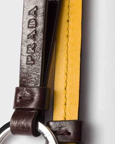Prada Textured Keychain In Yellow