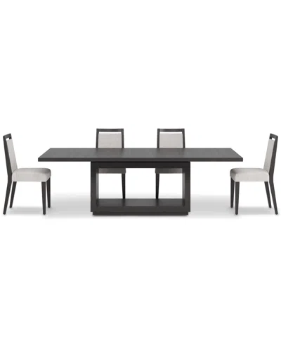 Macy's Tivie 5-pc. Dining Set (rectangular Table & 4 Wood Dining Chairs) In Black