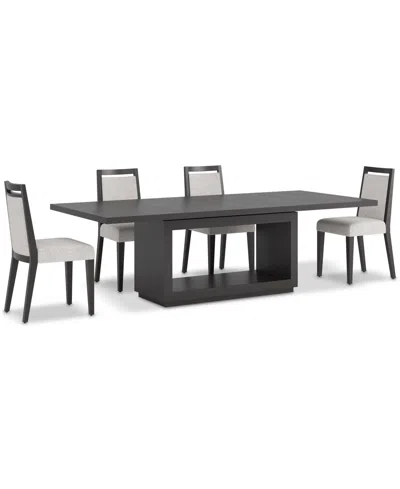 Macy's Tivie 5-pc. Dining Set (rectangular Table & 4 Wood Dining Chairs) In Black