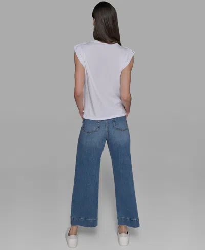 Karl Lagerfeld Petite C'est La Vie Studded Top In White