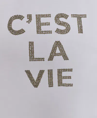 Karl Lagerfeld Petite C'est La Vie Studded Top In White
