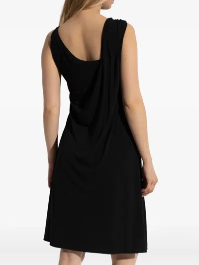 Versace One Shoulder Draped Dress Ruffle Detail In Black