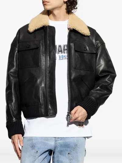 Dsquared2 Leather Bomber Jacket