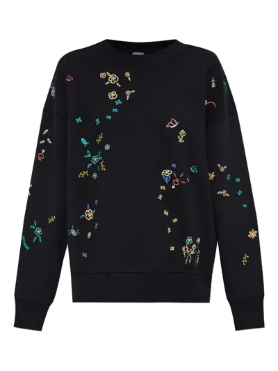 Ps By Paul Smith Ps Paul Smith Pattern-embroidered Crewneck Sweatshirt In Black