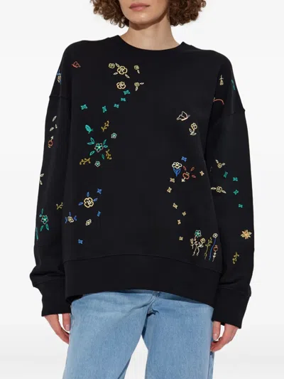 Ps By Paul Smith Ps Paul Smith Pattern-embroidered Crewneck Sweatshirt In Black