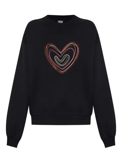 Ps By Paul Smith Ps Paul Smith Swirl Heart Cotton Sweatshirt In Black
