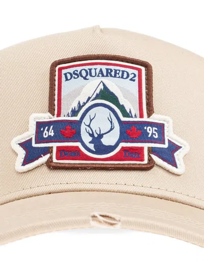 Dsquared2 Beige Embroidered Baseball Hat In Neutral