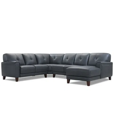 Macy's Ashlinn 4-pc. Leather Chaise Sectional, Exclusively At  In Black