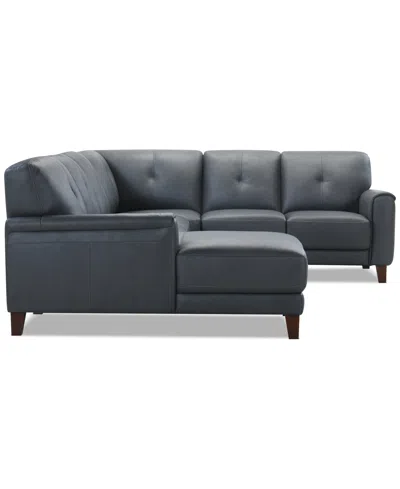 Macy's Ashlinn 4-pc. Leather Chaise Sectional, Exclusively At  In Black