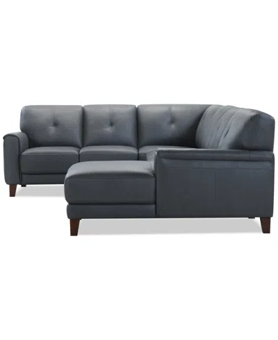 Macy's Ashlinn 4-pc. Leather Chaise Sectional, Exclusively At  In Black