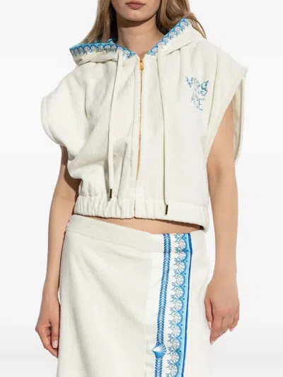Versace Hooded Cropped Top In White