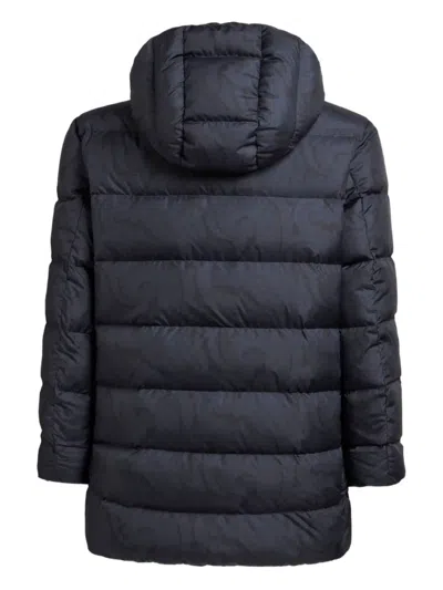 Etro Long Paisley Down Jacket In Blue