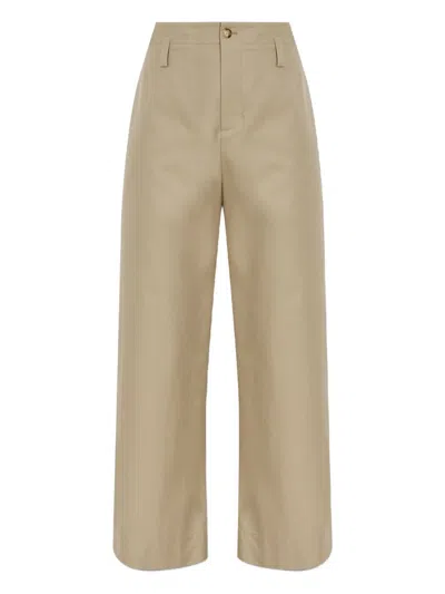 Alexander Mcqueen Cotton Trousers With Back Pockets And Front Pleats In Neutral