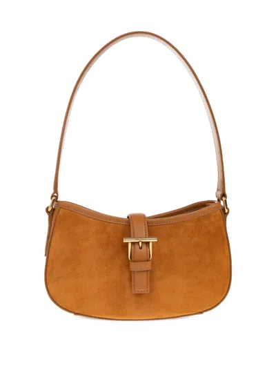 Alexander Mcqueen T-bar Shoulder Mini Suede Bag Shoulder Bags Beige In Brown