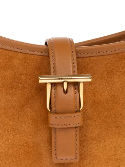 Alexander Mcqueen T-bar Shoulder Mini Suede Bag Shoulder Bags Beige In Brown